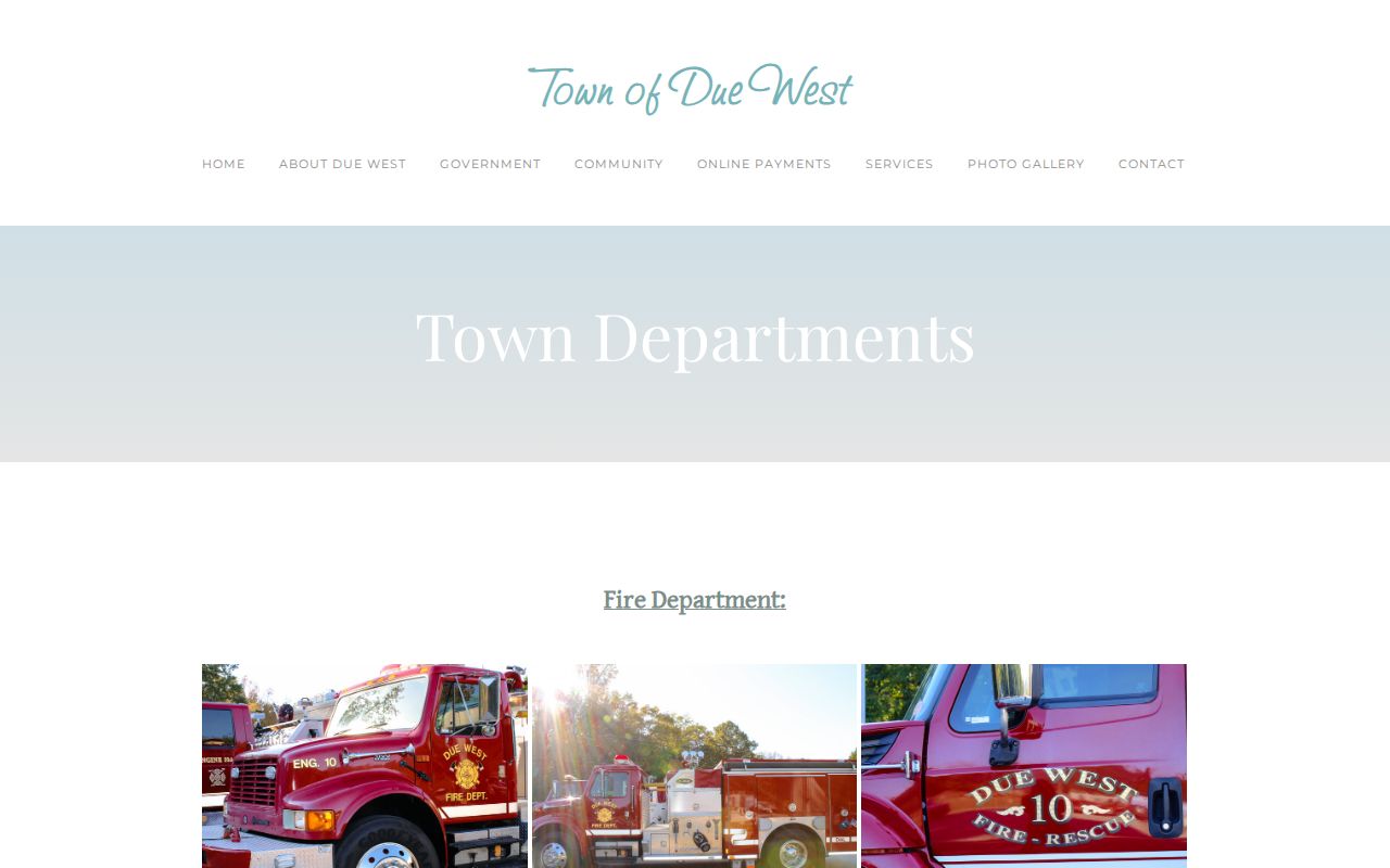 Due West police department page showing town police and dispatch contact details